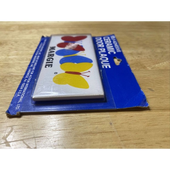 Vintage Retro Dead Stock MARGIE With Butterflies Ceramic Name Plaque Wall Sign - Picture 8 of 12